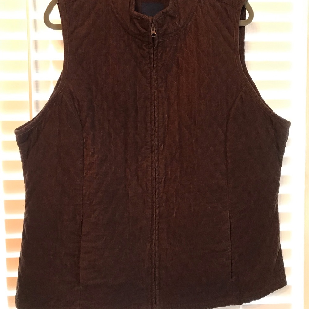 Brown corduroy quilted vest